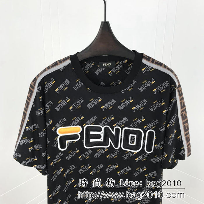 FENDI芬迪 19早春“mania”系列織帶 絲光棉短袖 男女同款 ydi1684